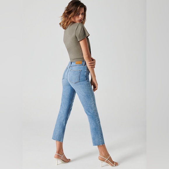Denim Forum ‘The Arlo High-Rise Straight’ Blue Wash Button-Fly Jeans Size 29 - Picture 2 of 11